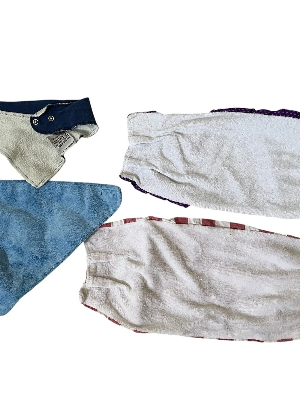 4 baby Bandana Bib Set - Blue, Navy, Red Plaid, Purple - 2 Scabib, 1 Bazzle Baby